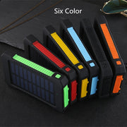 For Smartphone with LED Light Solar Power Bank Waterproof 20000mAh Charger 2 USB Ports External Charger Powerbank