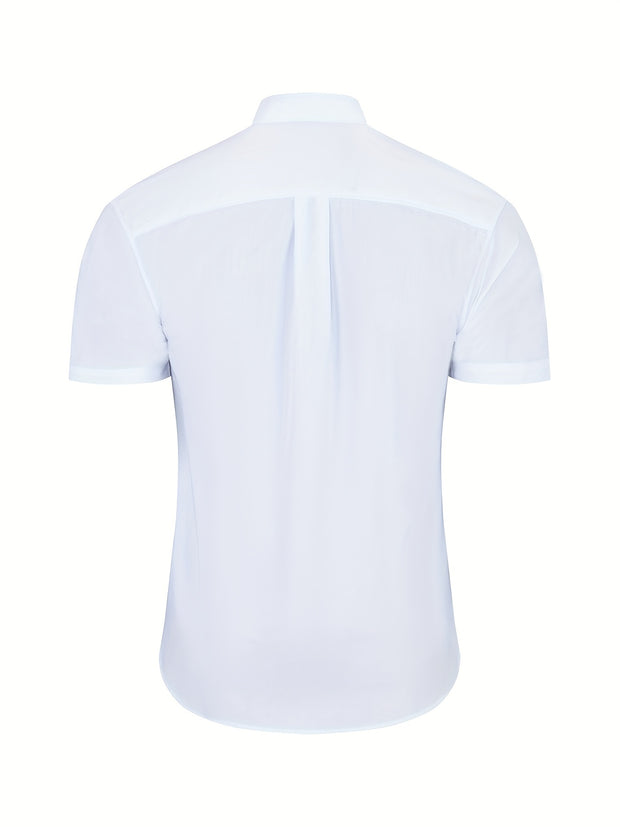 Plus Size Men's Basic Short Sleeve Solid Shirt For Formal And Causal Occasions