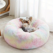 Calming Dog & Cat Bed, Anti-Anxiety Donut Cuddler Warming Cozy Soft Round Bed, Fluffy Faux Fur Plush Cushion Bed For Small Medium And Large Dogs And Cats (16"/20"/24"/28"/31"/39")