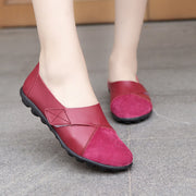 Large size leather bean shoes flat shoes comfortable soft leather