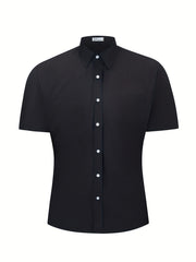 Plus Size Men's Basic Short Sleeve Solid Shirt For Formal And Causal Occasions