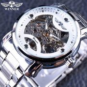 Winner Blue Ocean Fashion Casual Designer Stainless Steel Men Skeleton Watch Mens Watches Top Brand Luxury Automatic Watch Clock