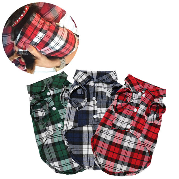 Plaid Dog Clothes Summer Dog Shirts for Small Medium Dogs Pet Clothing Yorkies Chihuahua Clothes