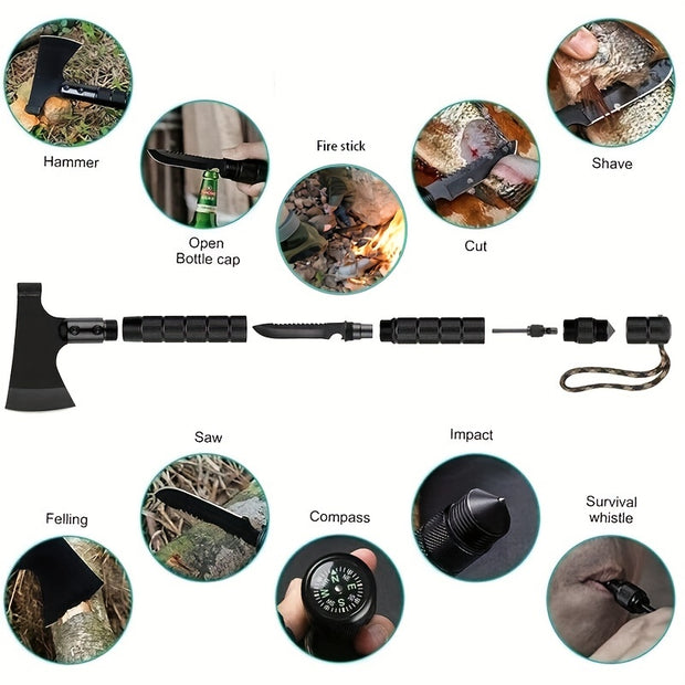 Portable Survival Axe: Multi-functional Self-Defense Tool For Jungle Camping & Tree Cutting