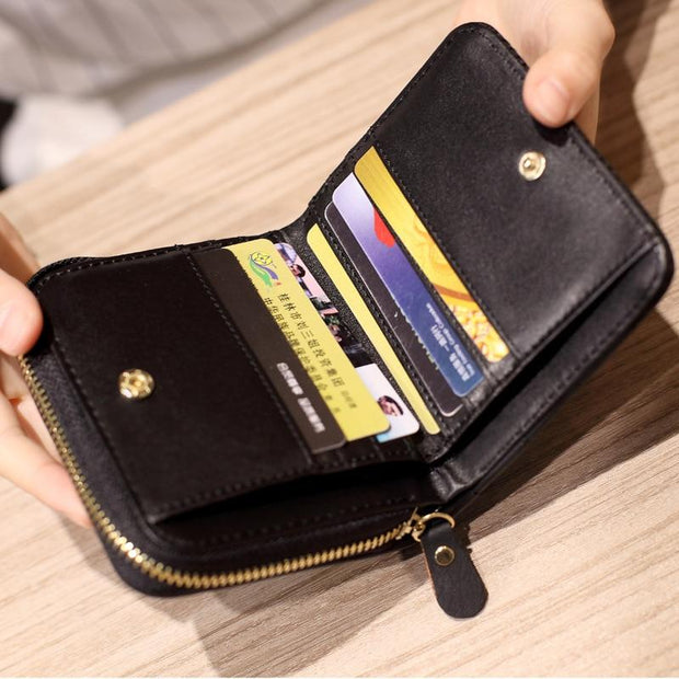 Women Short Wallets PU Leather Female Plaid Purses Nubuck Card Holder Wallet Fashion Woman Small Zipper Wallet With Coin Purse