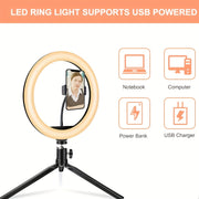 Ringlight With Extendable Tripod Stand & Cell Phone Holder