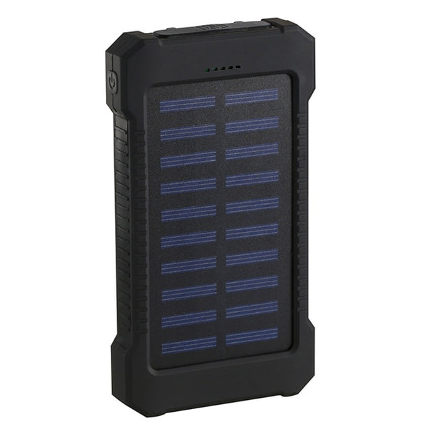 For Smartphone with LED Light Solar Power Bank Waterproof 20000mAh Charger 2 USB Ports External Charger Powerbank