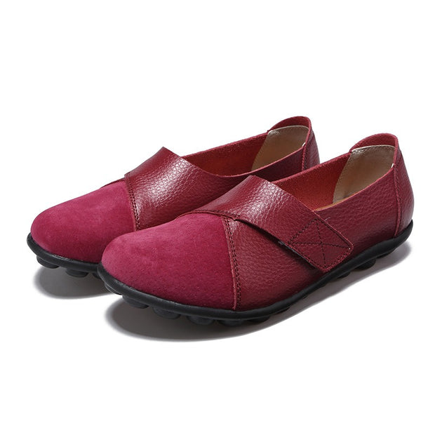 Large size leather bean shoes flat shoes comfortable soft leather