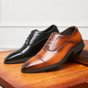 New lace-up pointed soft soled three-joint leather height-increasing Business men's Oxford Dress Shoes