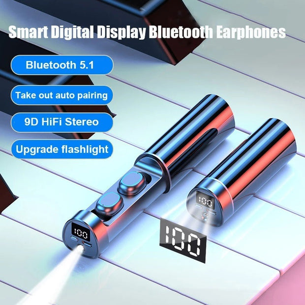 N21 wireless Bluetooth headset pull tube touch LED display binaural in ear mini sports universal
