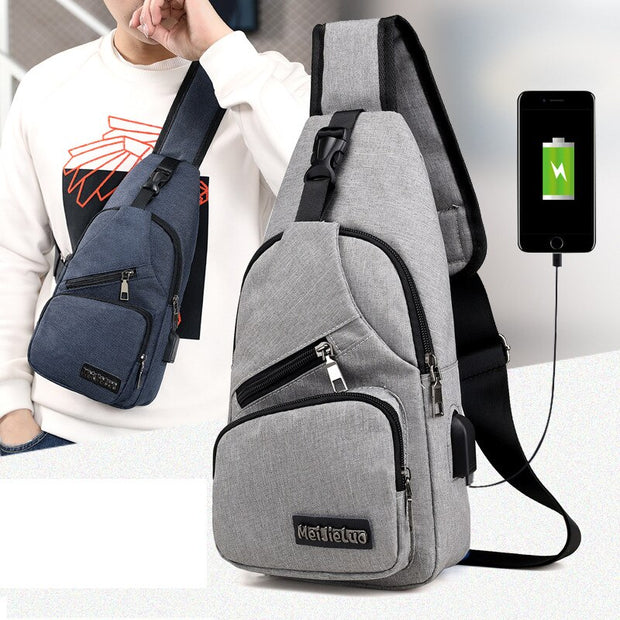 Unisex Shoulder Bags USB Charging Crossbody Bags Anti Theft Chest Bag School Summer Short Trip Messengers Bag