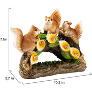 Outdoor solar resin statue decoration with three squirrels