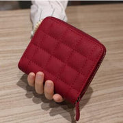 Women Short Wallets PU Leather Female Plaid Purses Nubuck Card Holder Wallet Fashion Woman Small Zipper Wallet With Coin Purse