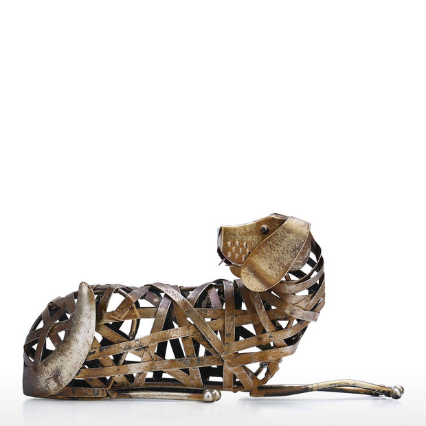Tooarts Braided Dog Sculpture Modern Iron Ornament