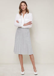 Ro & De Women's High Waisted Wool Knit Midi Skirt In Heather Grey