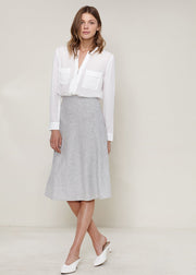 Ro & De Women's High Waisted Wool Knit Midi Skirt In Heather Grey