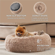 Calming Dog & Cat Bed, Anti-Anxiety Donut Cuddler Warming Cozy Soft Round Bed, Fluffy Faux Fur Plush Cushion Bed For Small Medium And Large Dogs And Cats (16"/20"/24"/28"/31"/39")