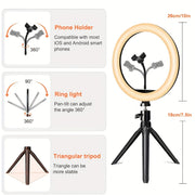 Ringlight With Extendable Tripod Stand & Cell Phone Holder