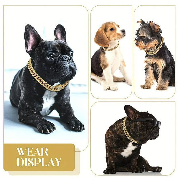 Pet Cuban Chain Collar Jewelry Golden Chain Necklace Pet Supplies Dog Jewelry Dogs Accessories