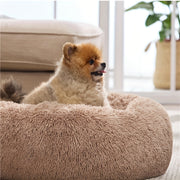 Calming Dog & Cat Bed, Anti-Anxiety Donut Cuddler Warming Cozy Soft Round Bed, Fluffy Faux Fur Plush Cushion Bed For Small Medium And Large Dogs And Cats (16"/20"/24"/28"/31"/39")