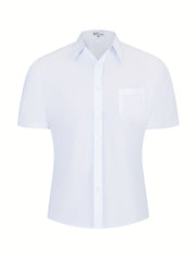 Plus Size Men's Basic Short Sleeve Solid Shirt For Formal And Causal Occasions