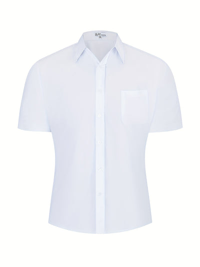 Plus Size Men's Basic Short Sleeve Solid Shirt For Formal And Causal Occasions