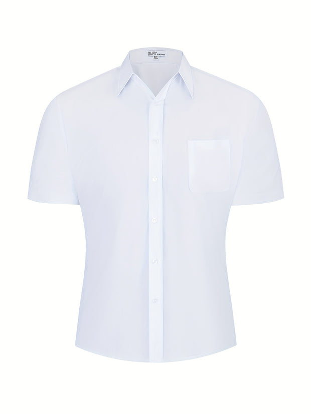 Plus Size Men's Basic Short Sleeve Solid Shirt For Formal And Causal Occasions