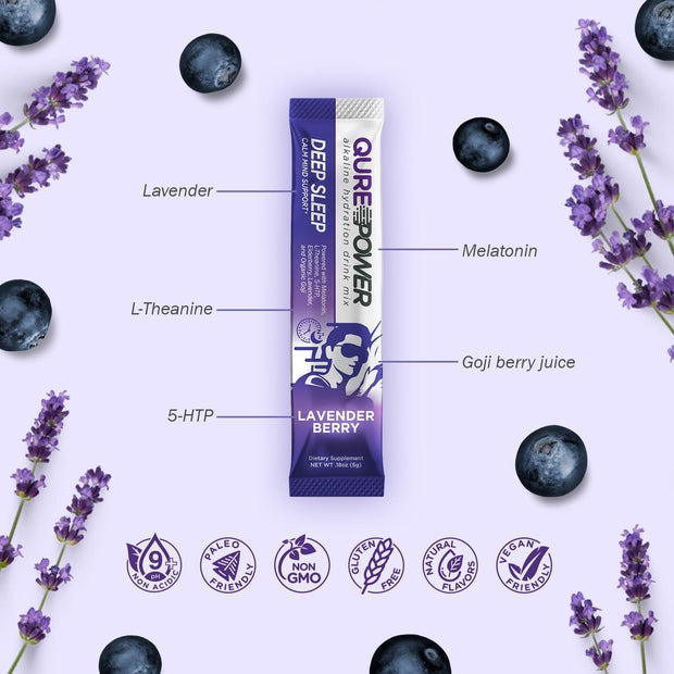 QURE Power Lavender Berry Sleep Support water enhancer Stick (15 Pack)