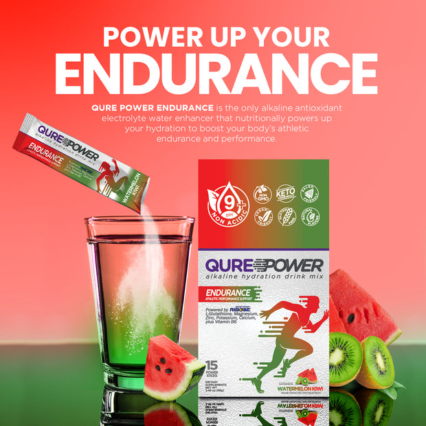 QURE Power water enhancer Watermelon Kiwi Endurance Support Stick (15 Pack)