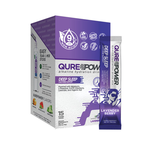 QURE Power Lavender Berry Sleep Support water enhancer Stick (15 Pack)