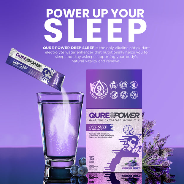 QURE Power Lavender Berry Sleep Support water enhancer Stick (15 Pack)