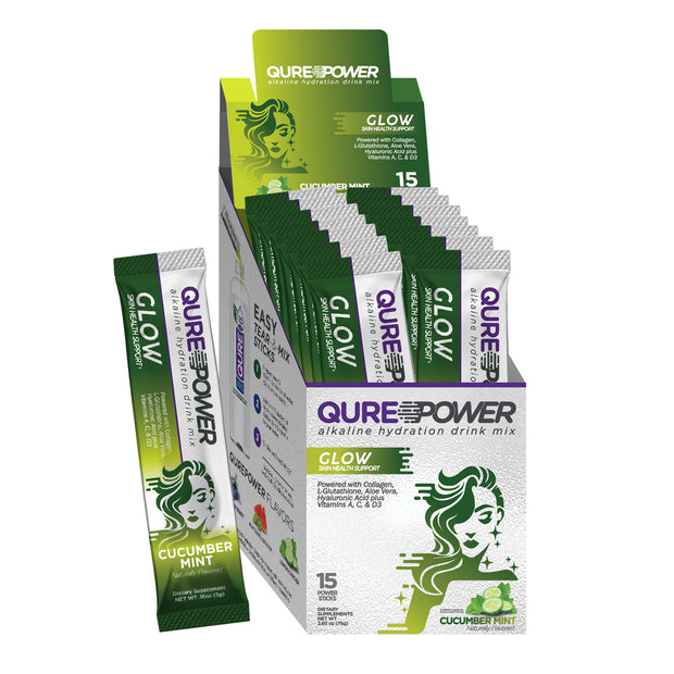 QURE Power Cucumber Mint Skin Support water enhancer Stick (15 Pack)
