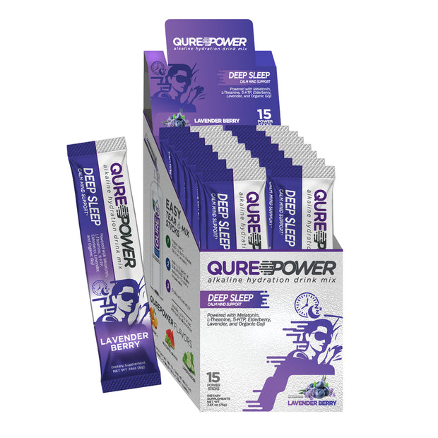 QURE Power Lavender Berry Sleep Support water enhancer Stick (15 Pack)