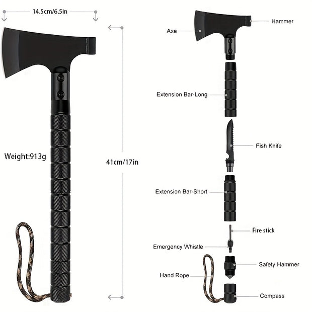 Portable Survival Axe: Multi-functional Self-Defense Tool For Jungle Camping & Tree Cutting